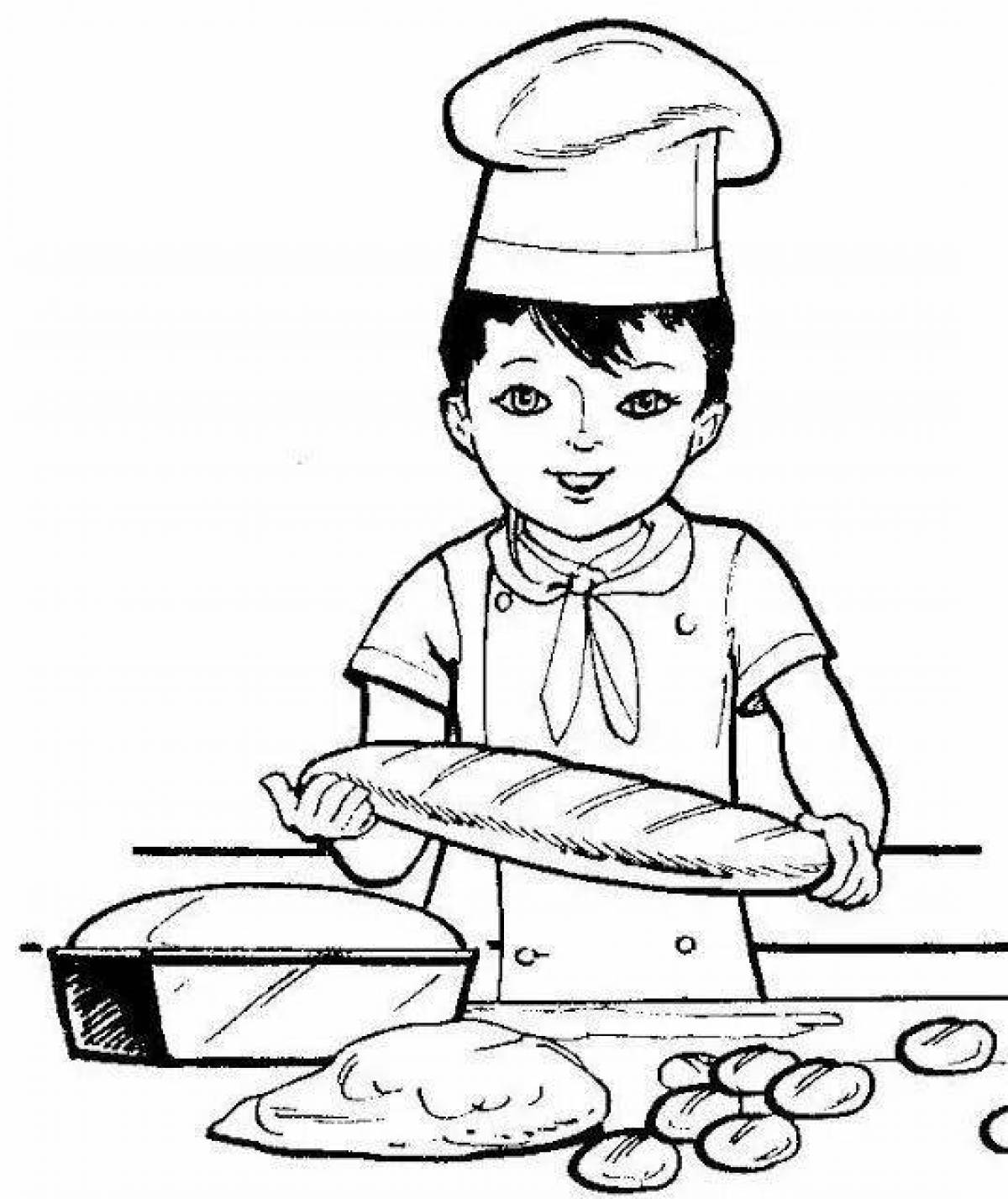 Раскраски пекарь хлеба для детей