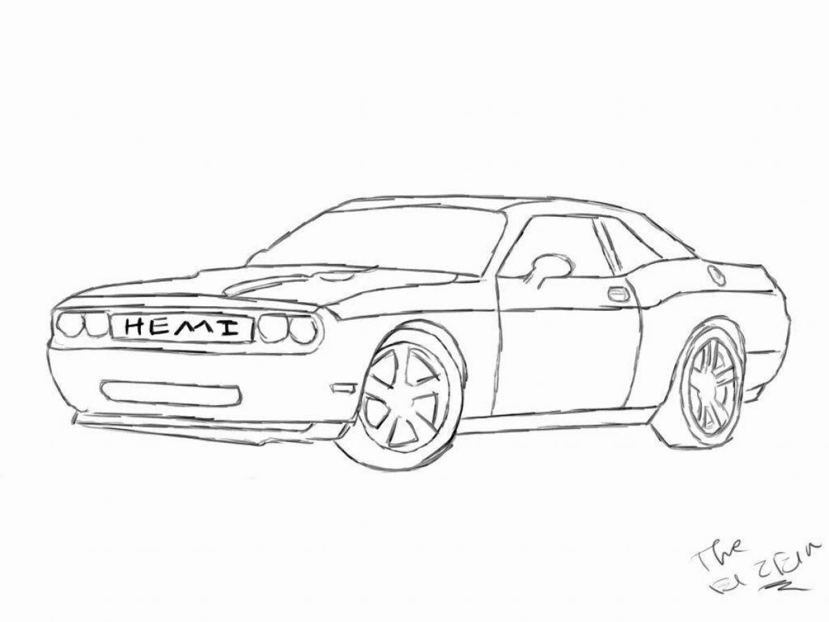 Нарисовать dodge charger