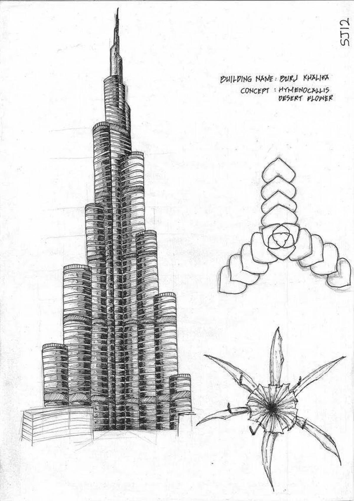 Башня Бурдж Халифа чертежи