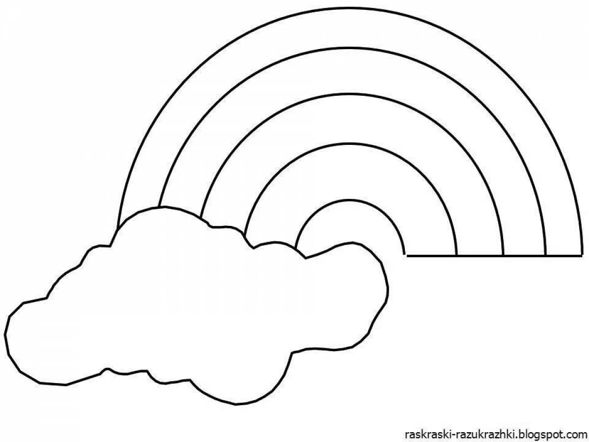 Serene coloring page rainbow with clouds