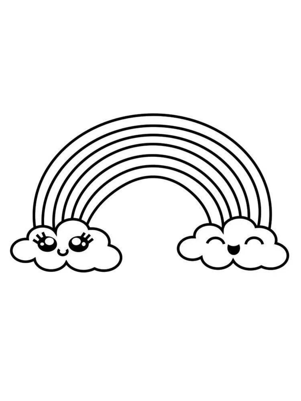 Blissfully coloring page rainbow with clouds