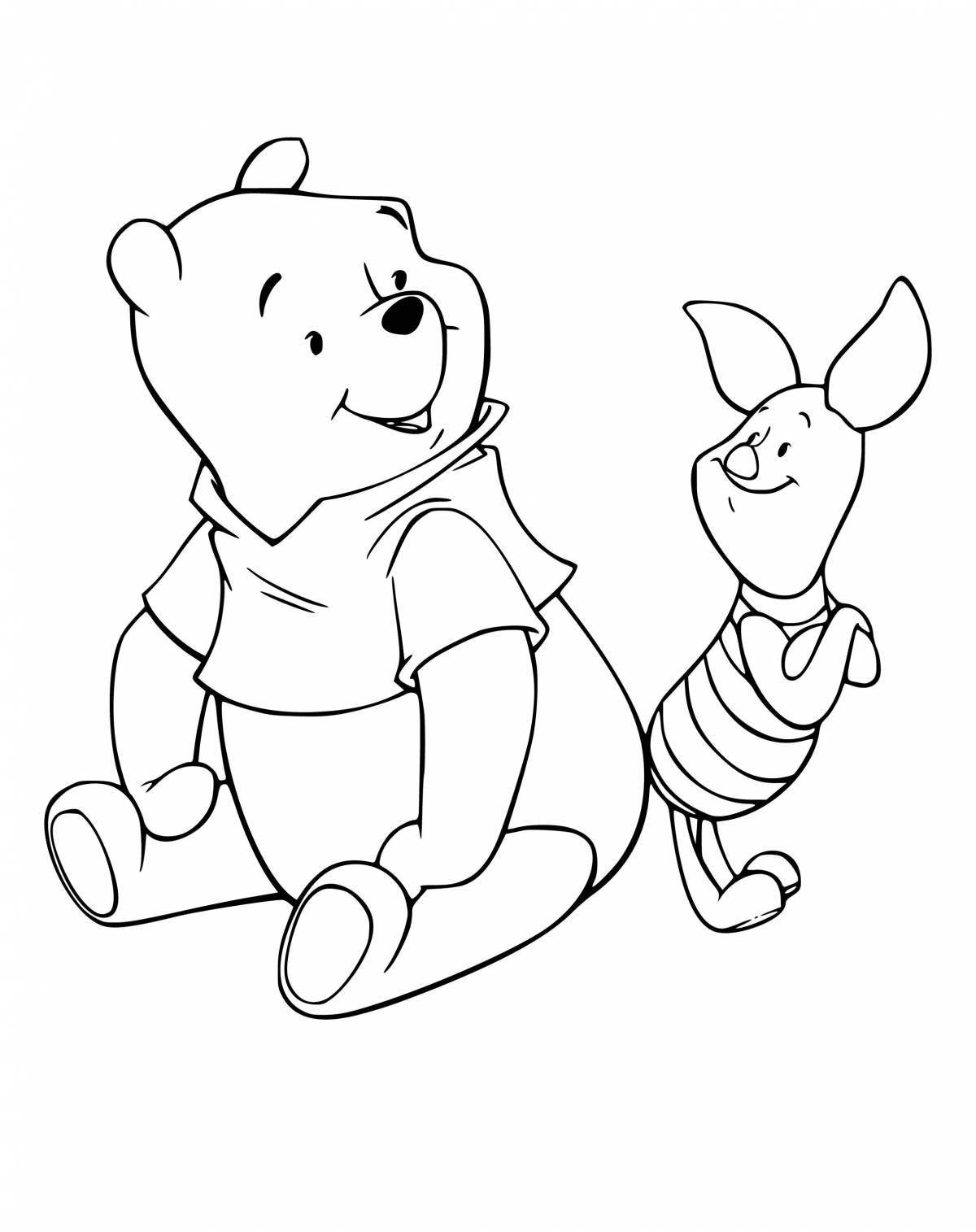 Coloring page joyful winnie the pooh