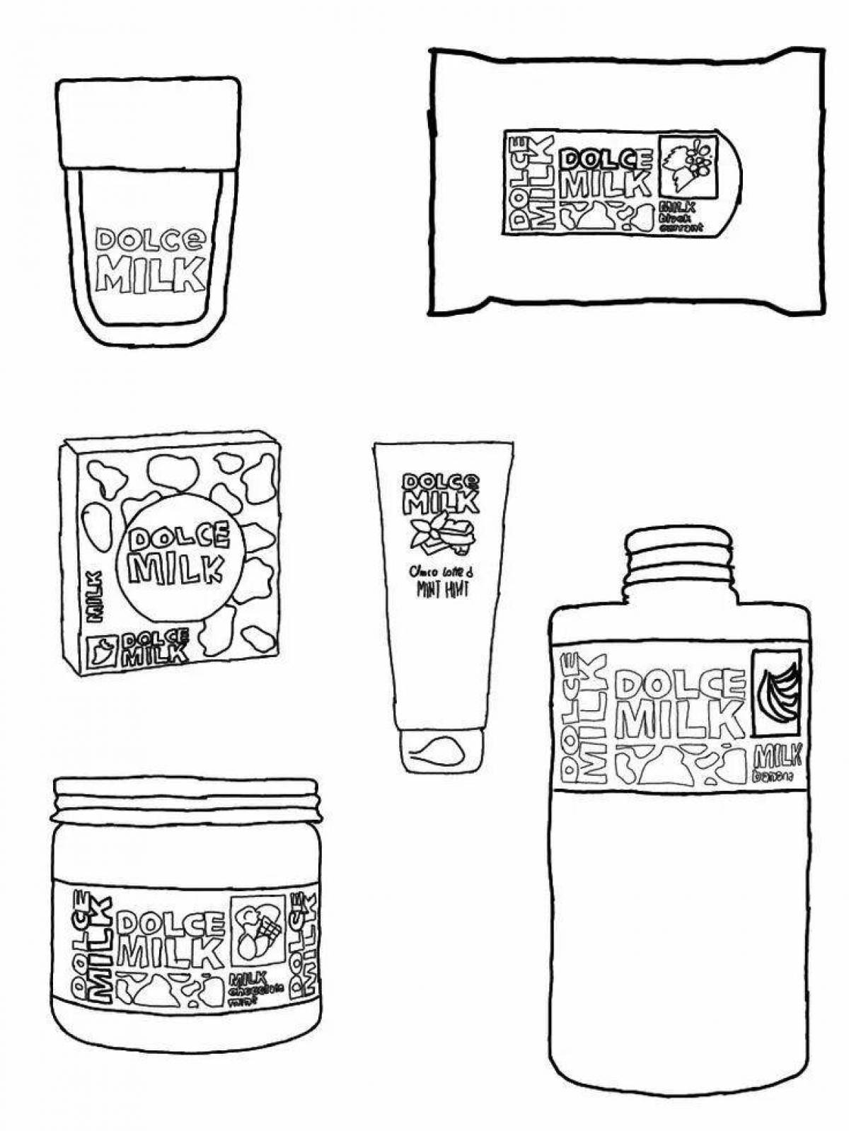 Анимированная страница-раскраска dolce milk antiseptic