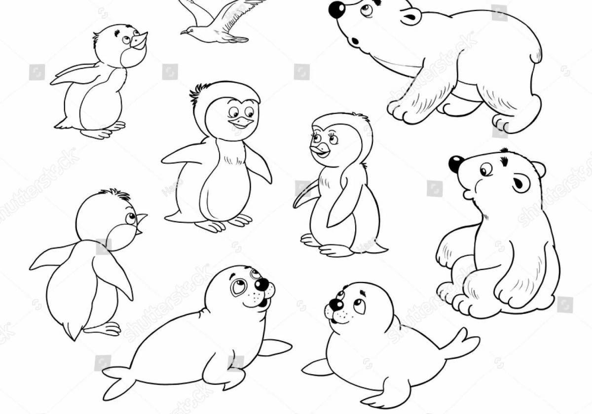 North Pole animals coloring page