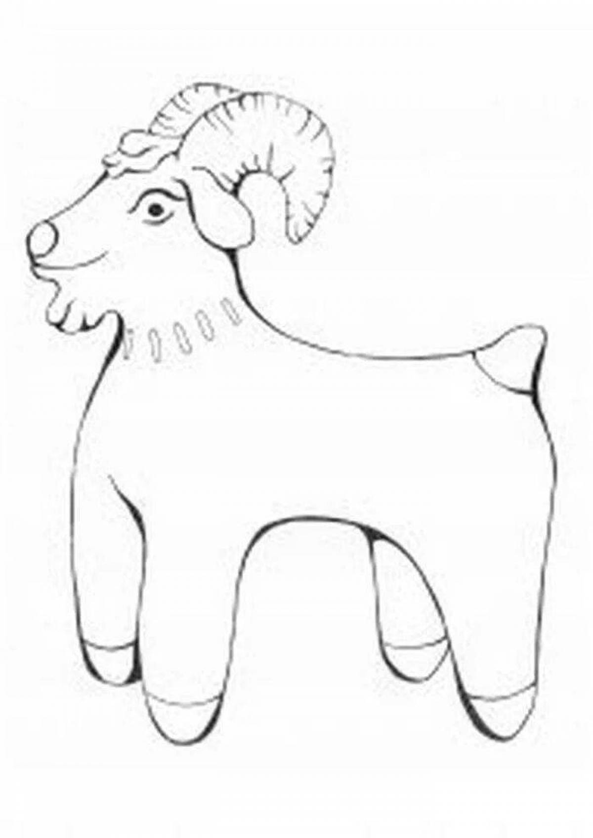 Flawless Dymkovo toy goat