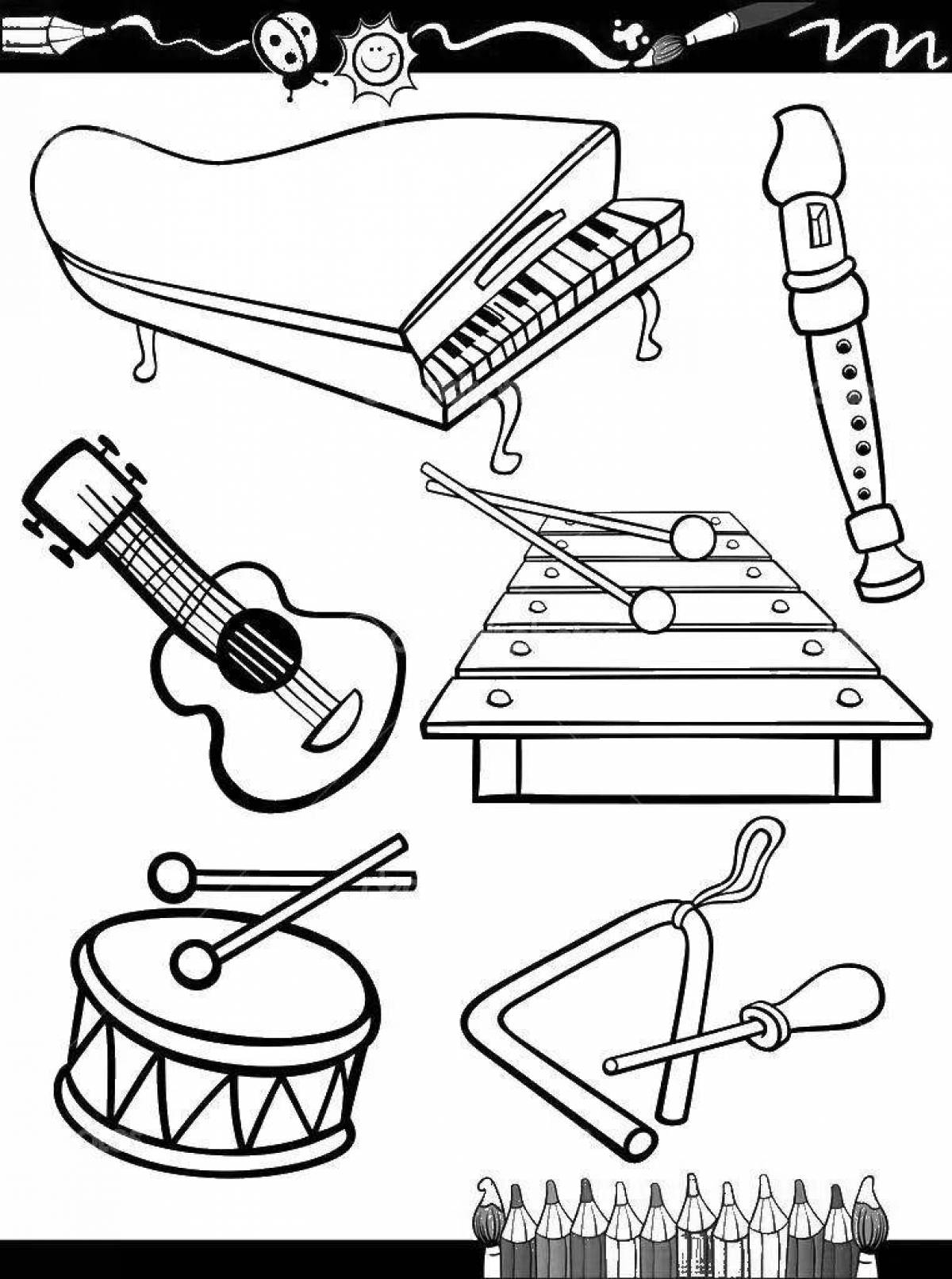Coloring book joyful musical instruments Grade 1