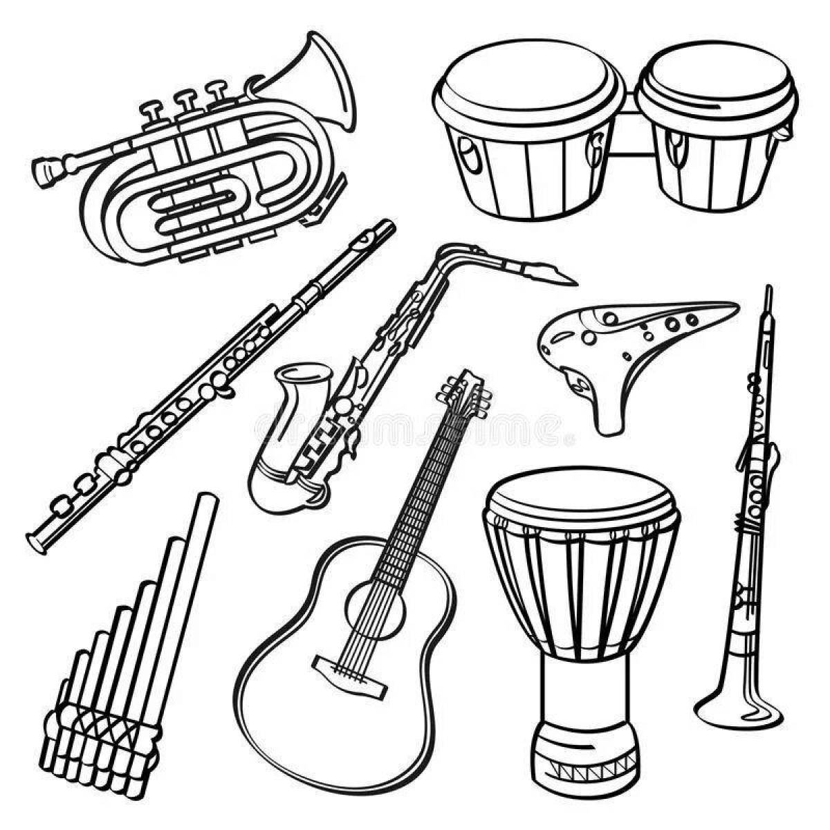 Funny musical instruments coloring 1 class