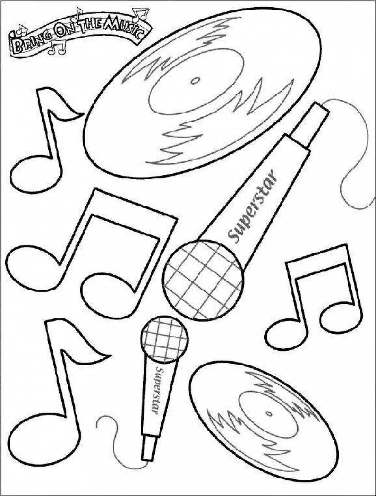 Amazing musical instruments coloring 1st grade