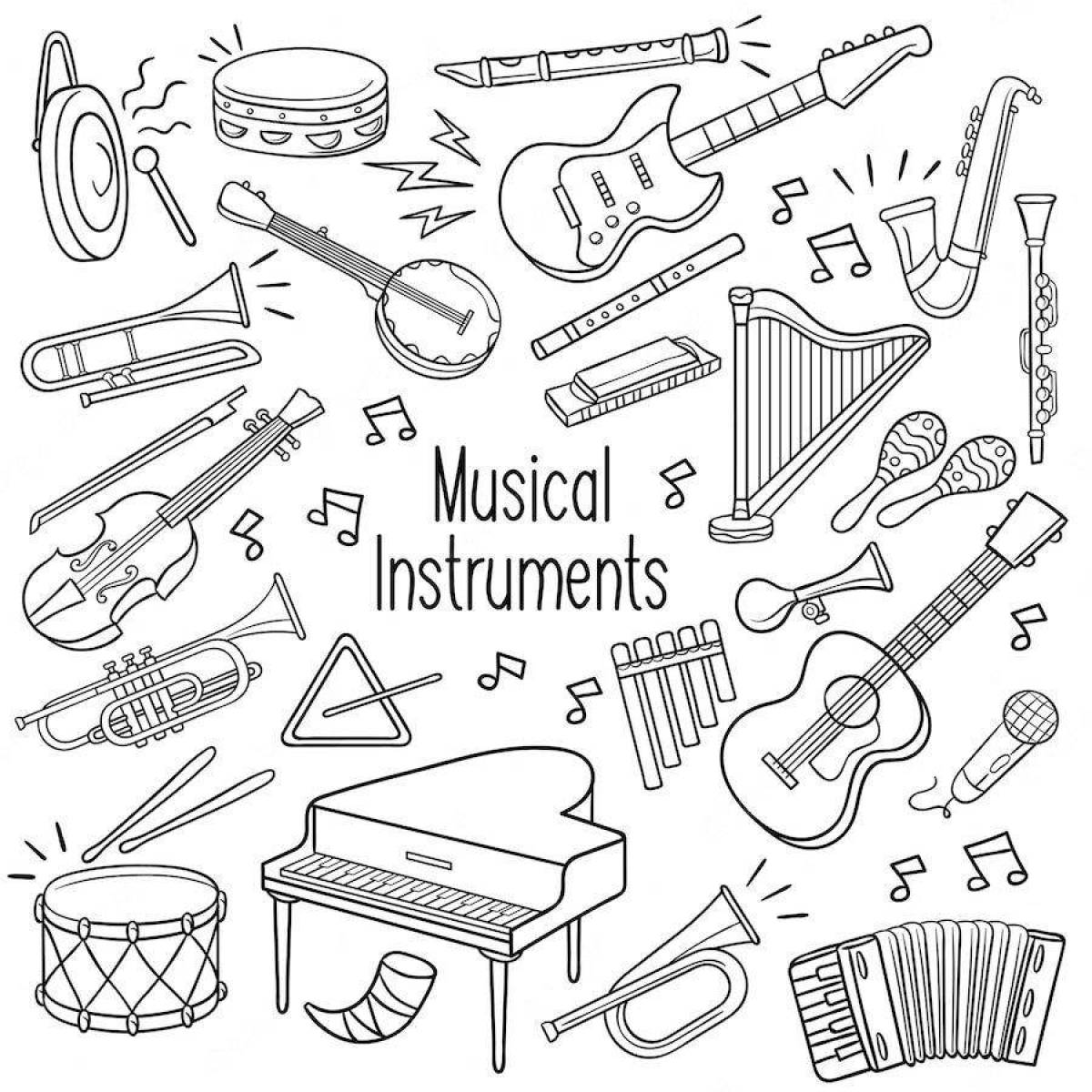 Wonderful musical instruments coloring 1st grade