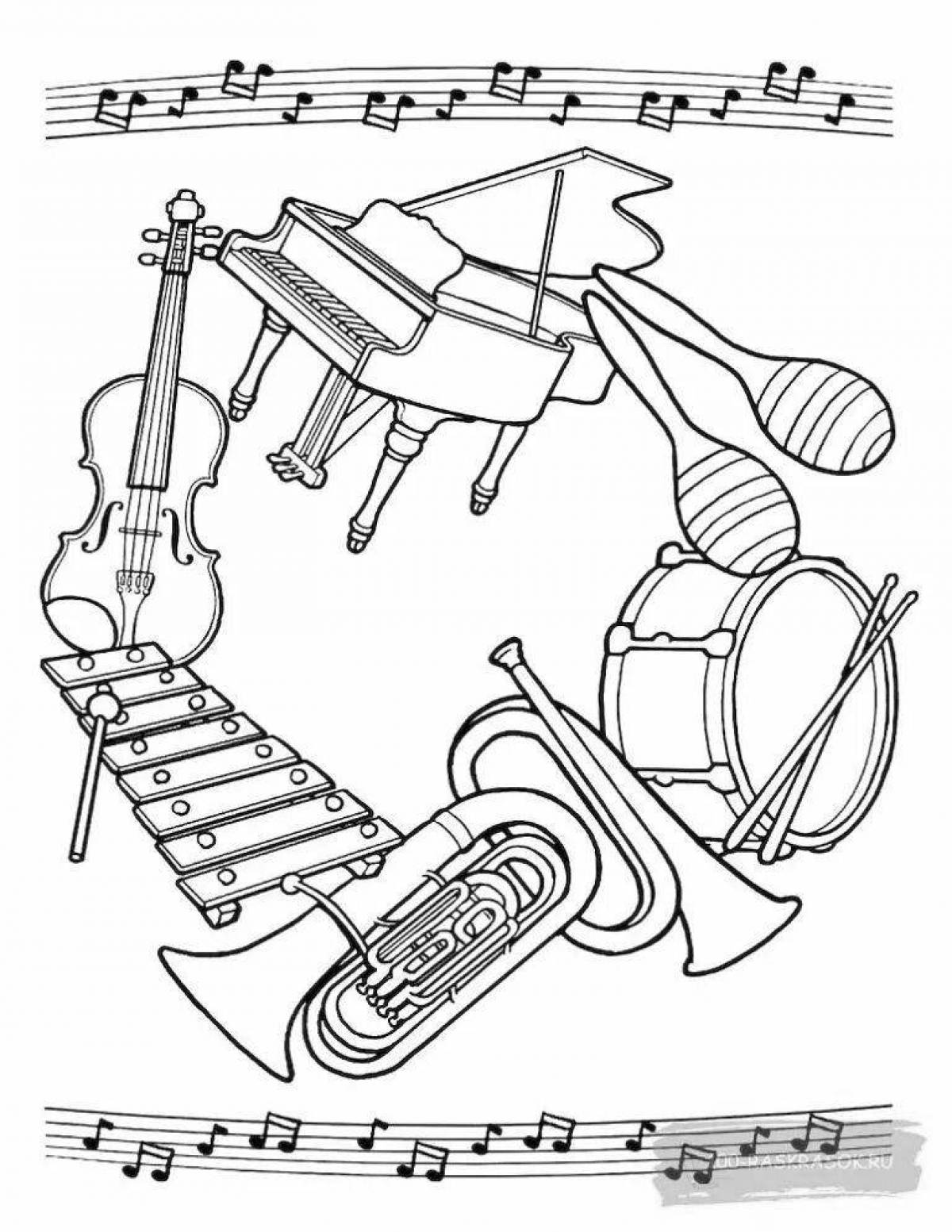 Coloring book sweet musical instruments Grade 1