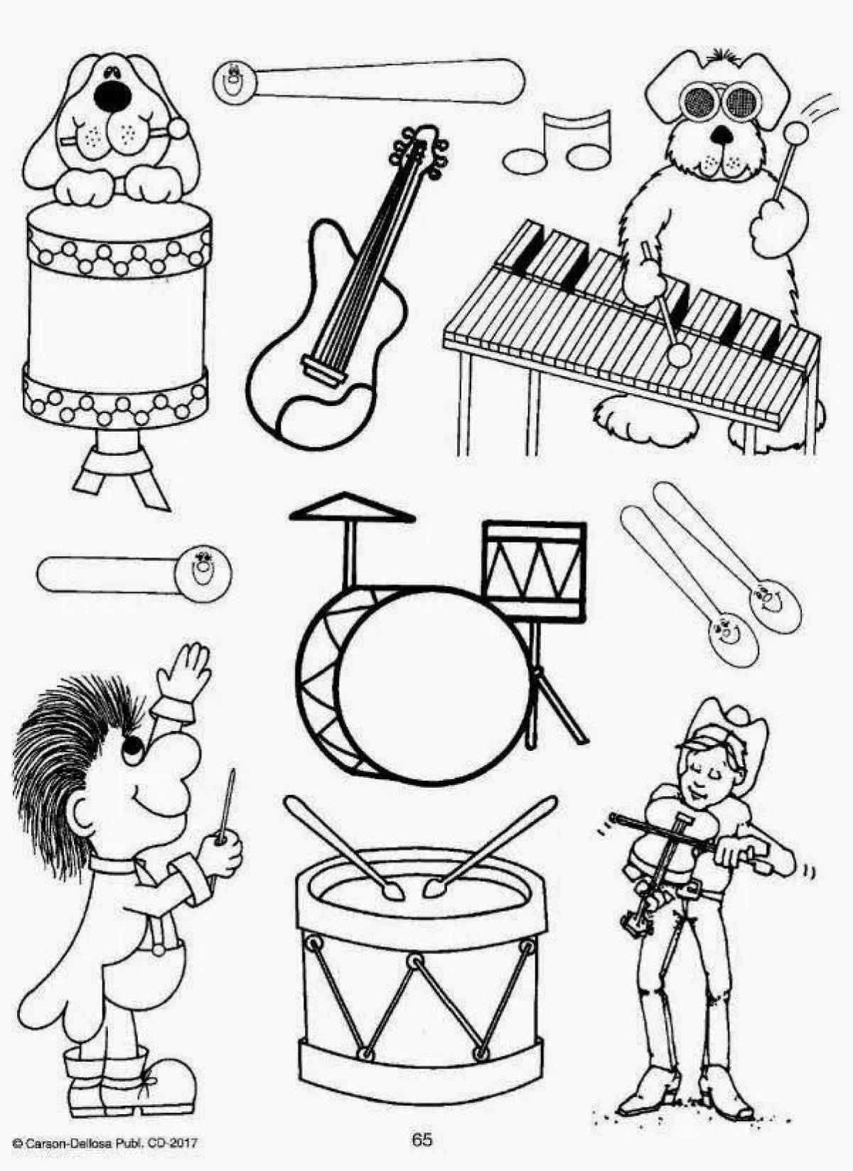 Coloring book magic musical instruments grade 1