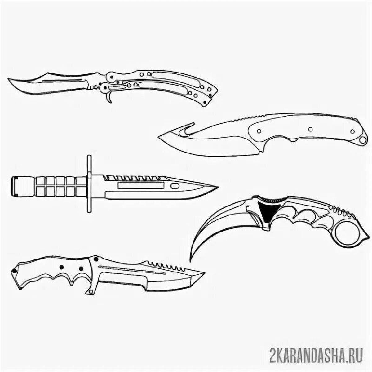 Detailed coloring page of kukri knife from standoff 2