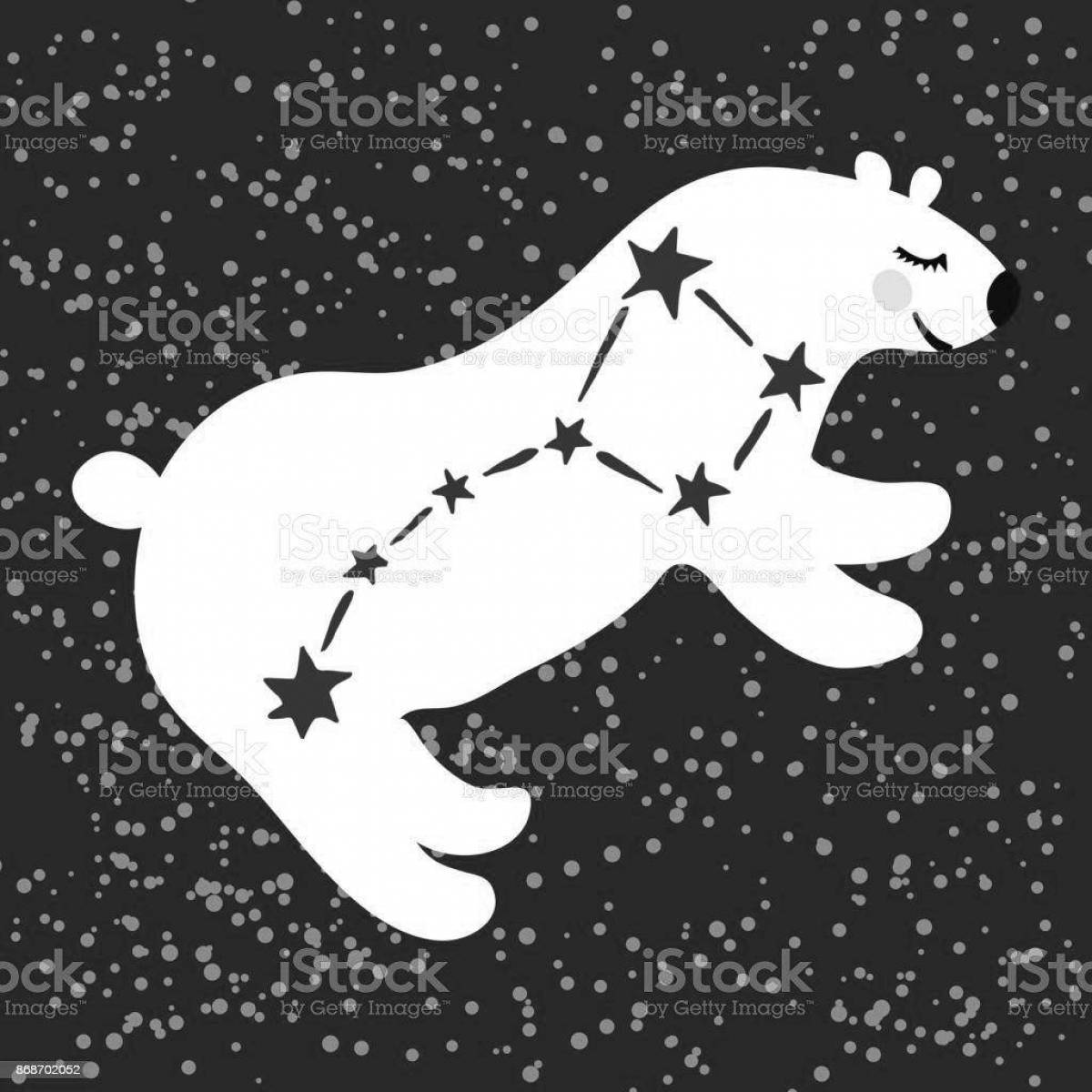 Раскраска впечатляющая малая медведица и полярная звезда