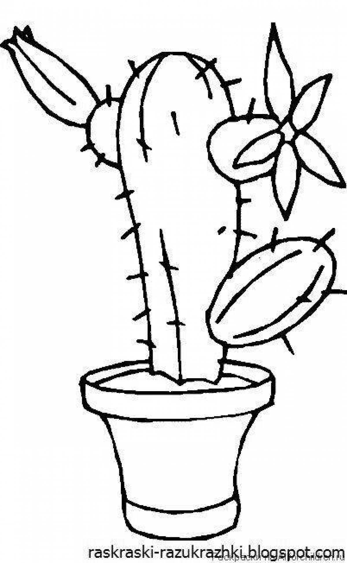 Комнатное растение Кактус рисование