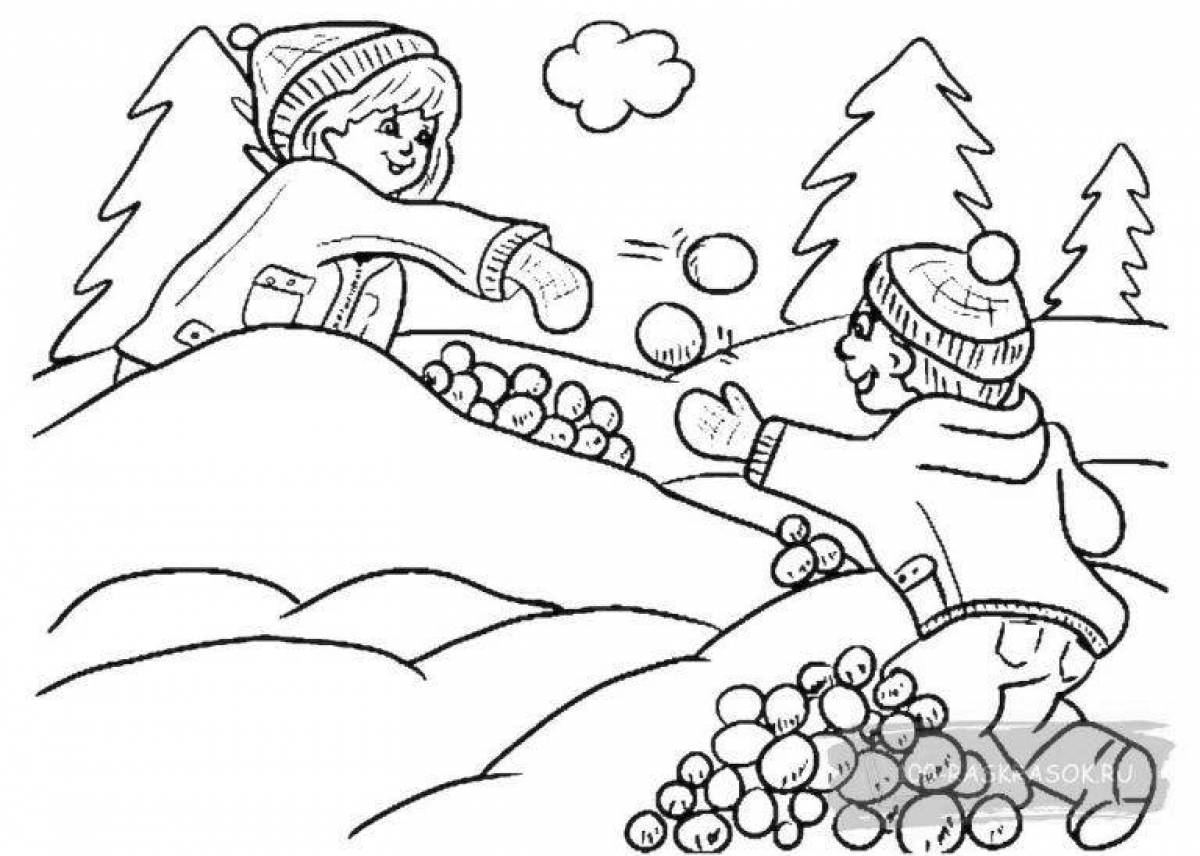 Coloring book serene snowdrift