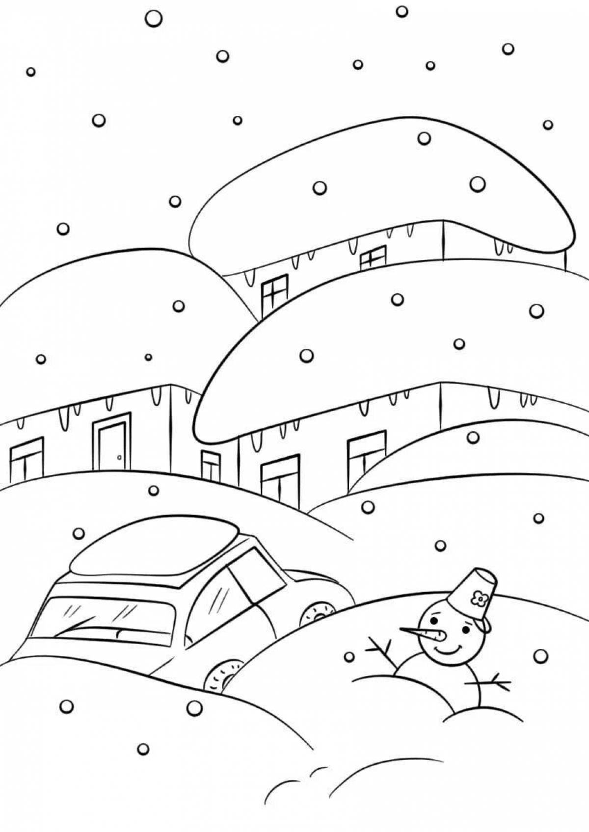 Shiny snowdrift coloring page