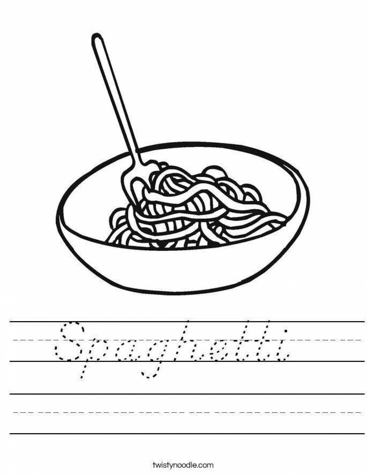 Playful pasta coloring page