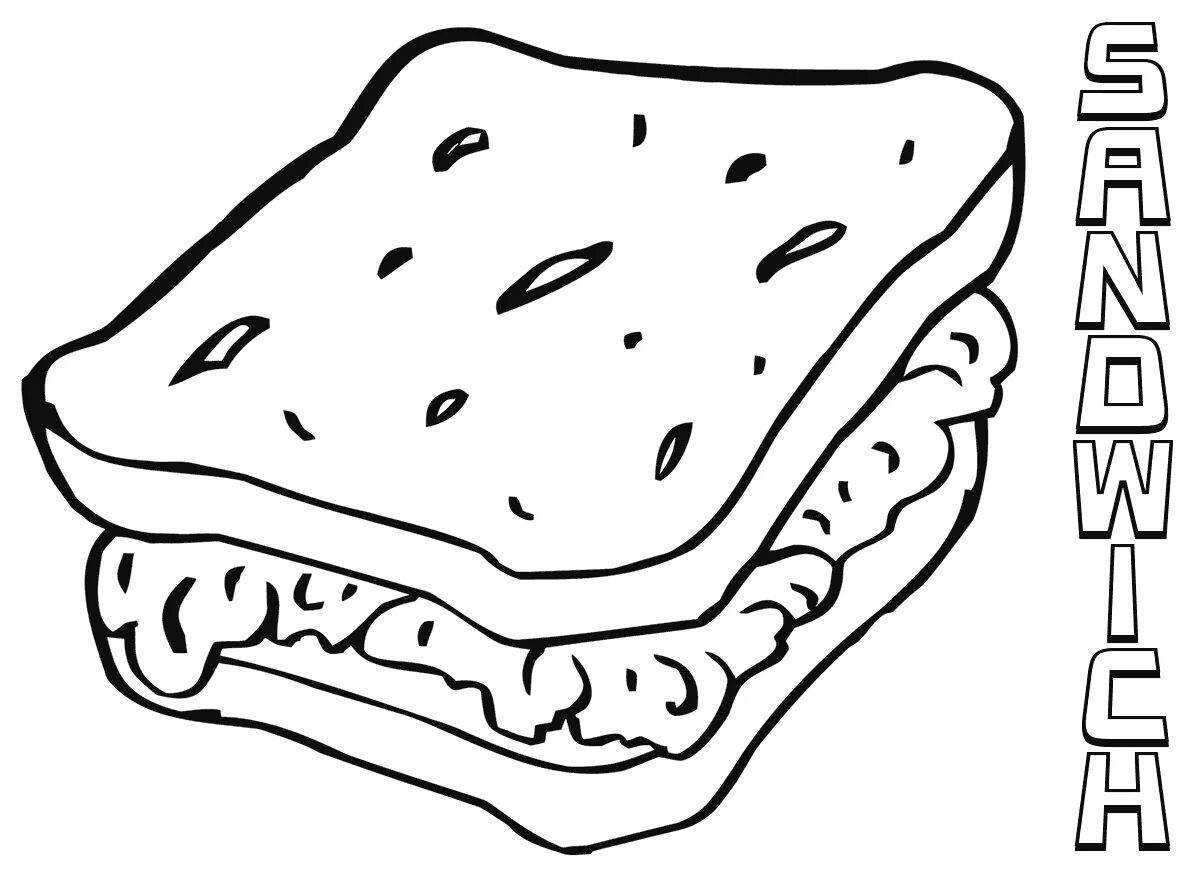 Delicious sandwich coloring page