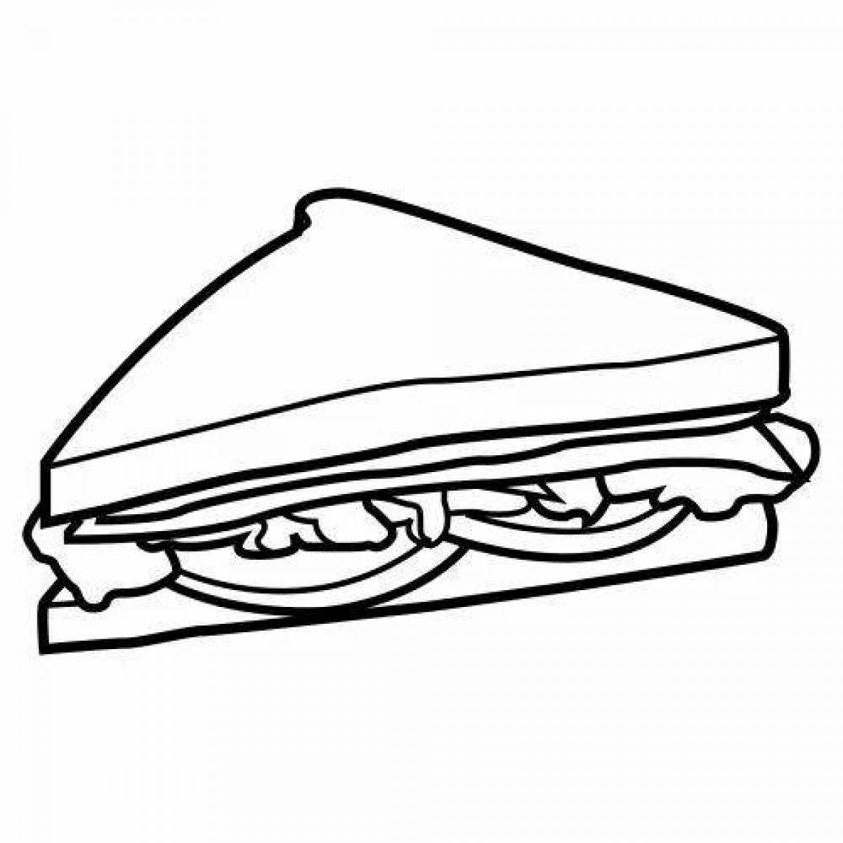 Раскраска аппетитный бутерброд