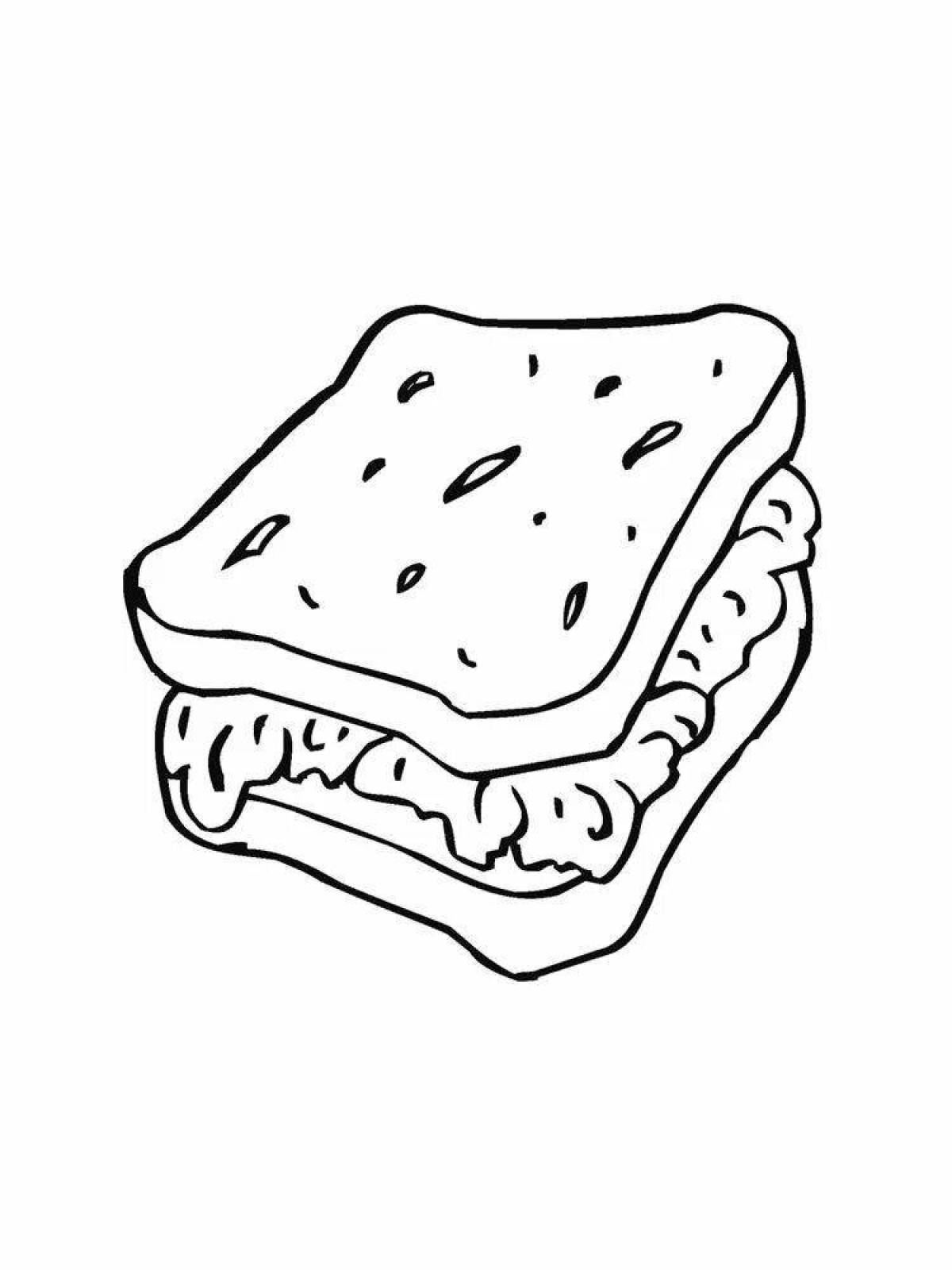 Раскраска вкусный сэндвич