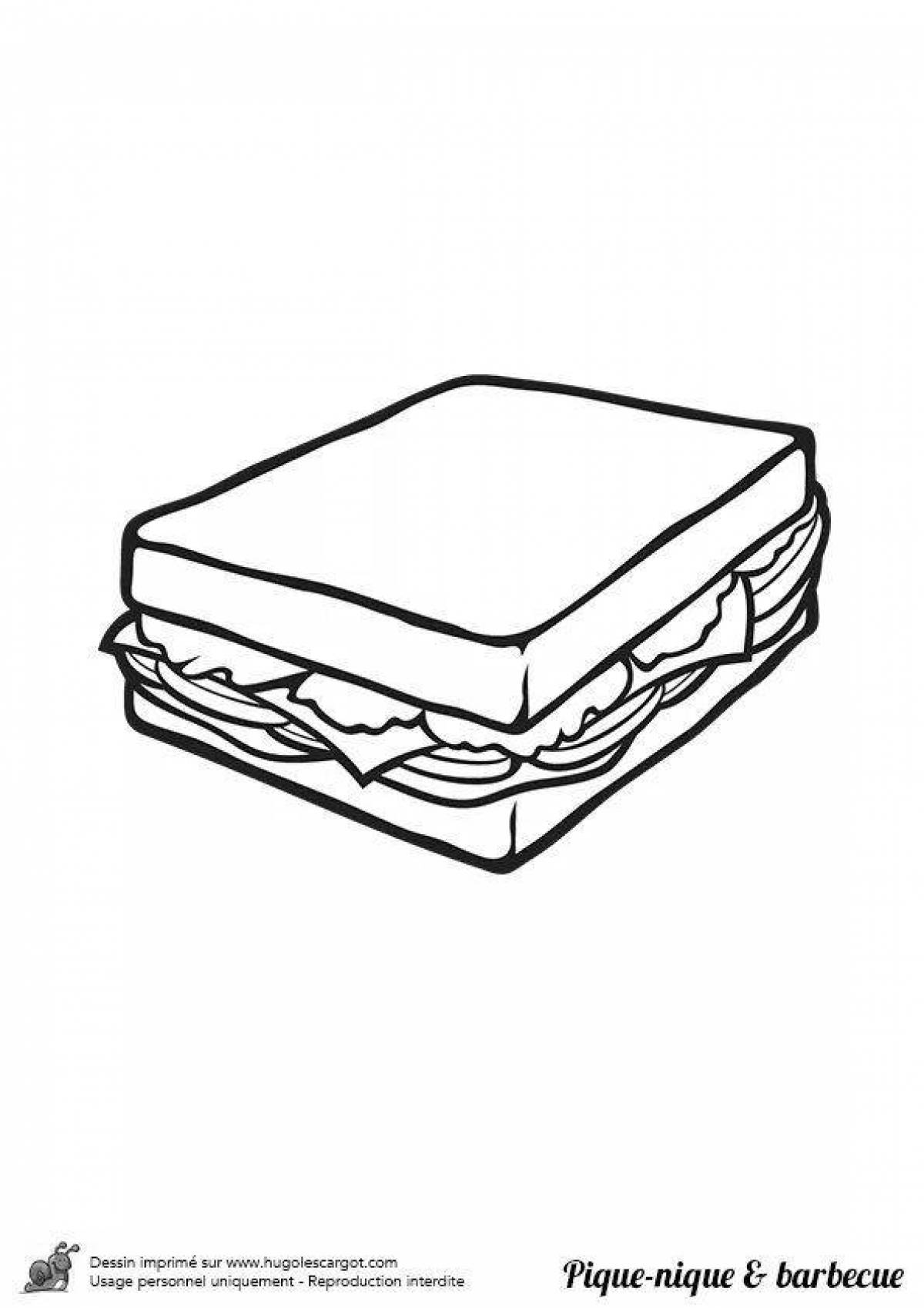 Раскраска «вкусный бутерброд»