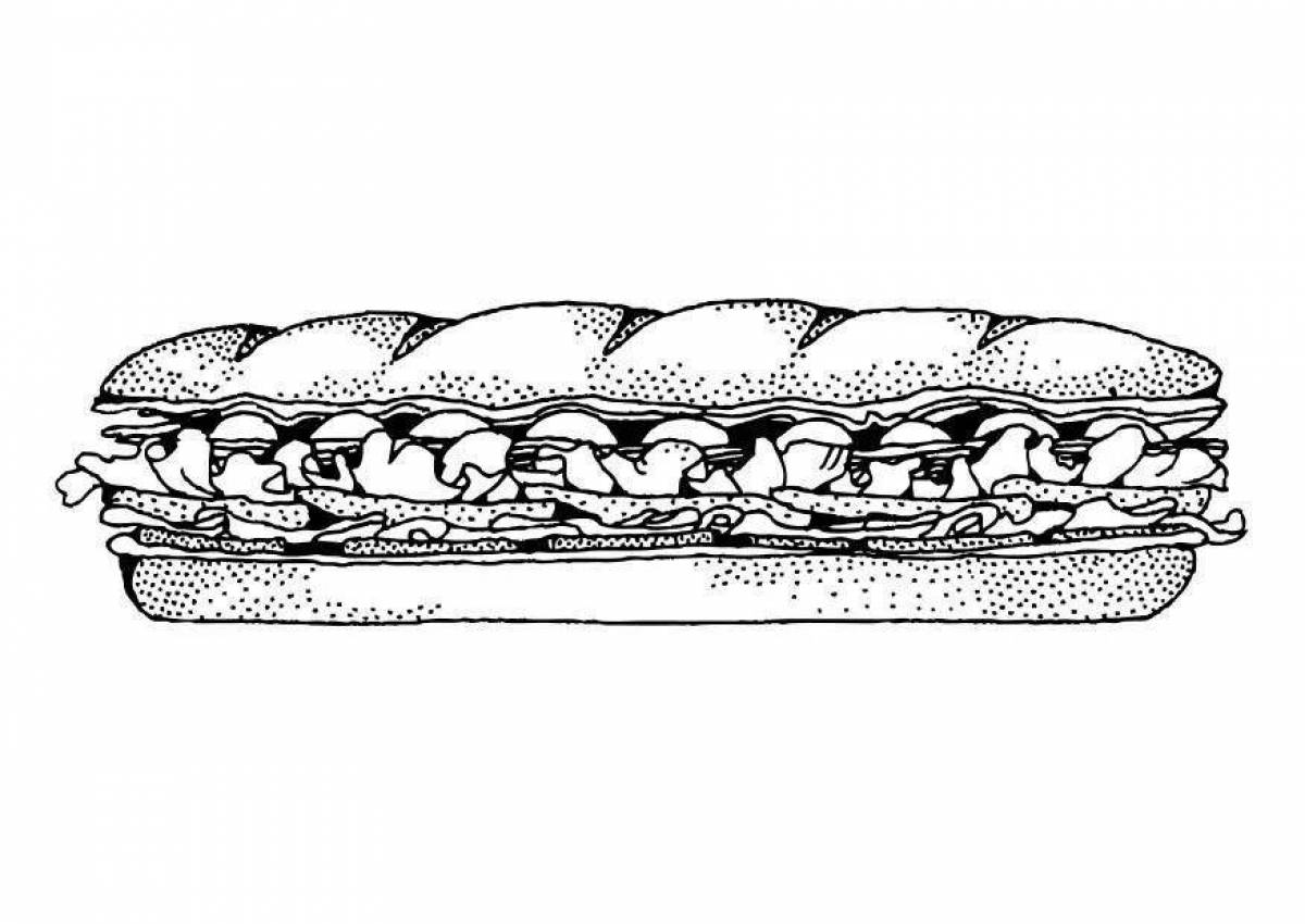 Раскраска ароматный сэндвич