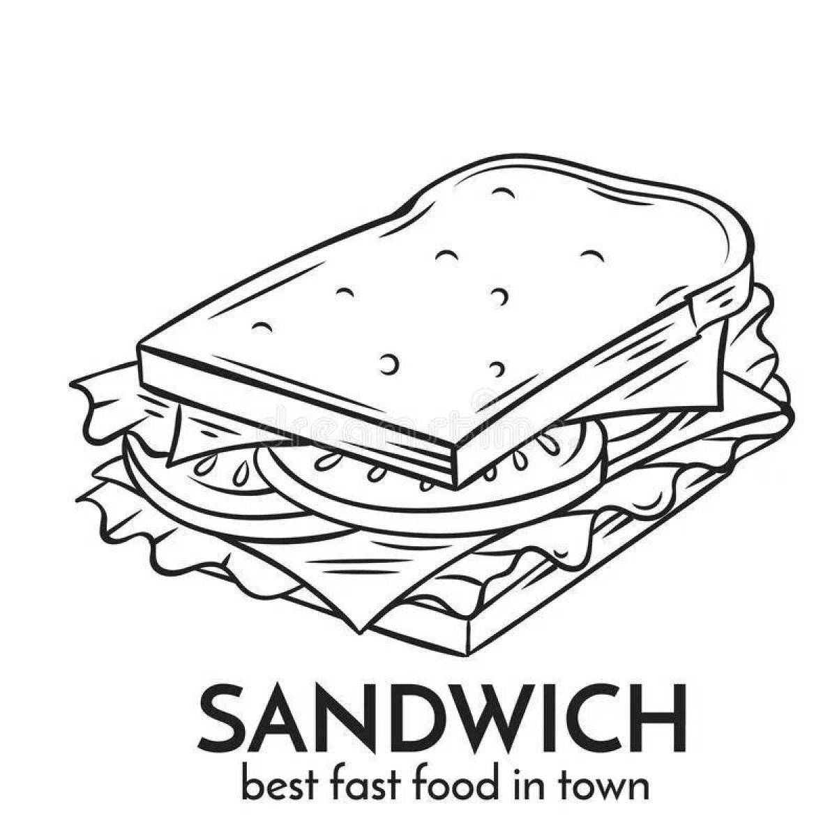 Раскраска пряный сэндвич