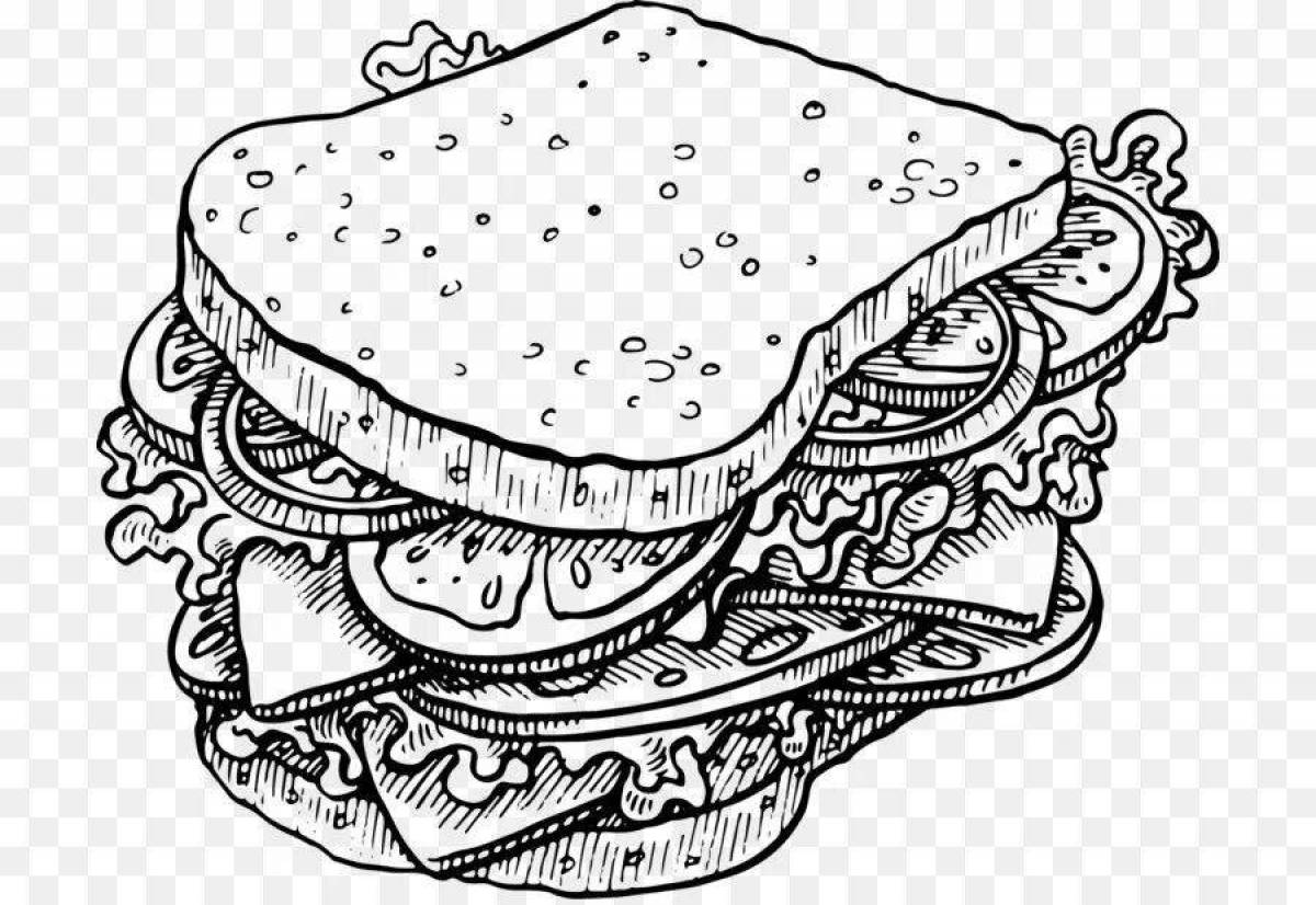 Rich sandwich coloring page
