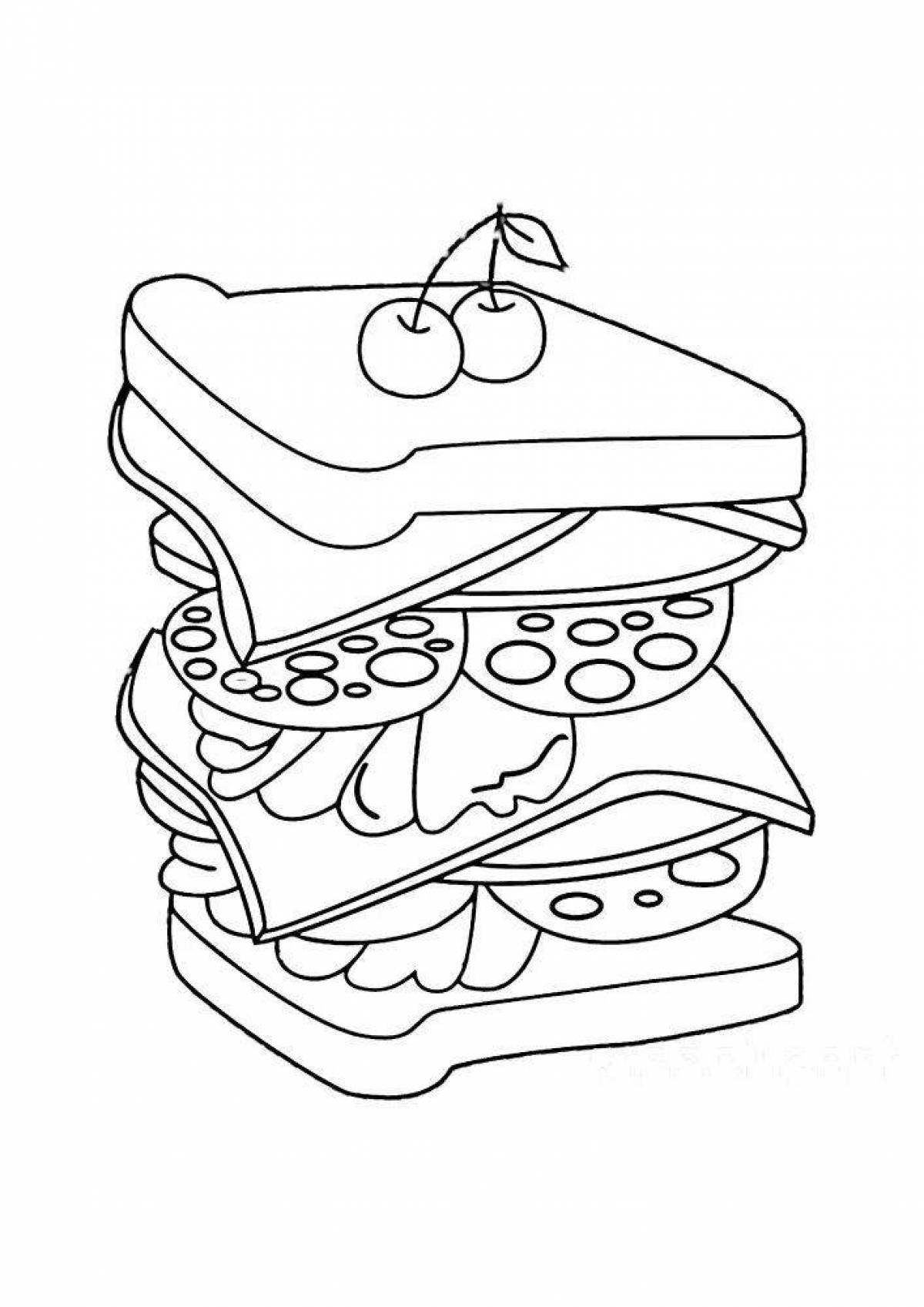Раскраска сытный сэндвич
