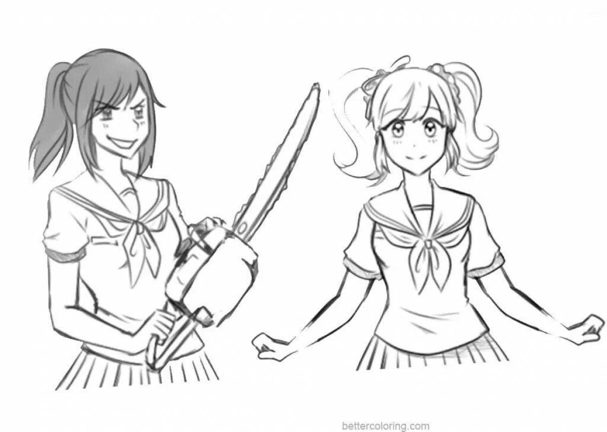 Playful yandere simulator coloring page