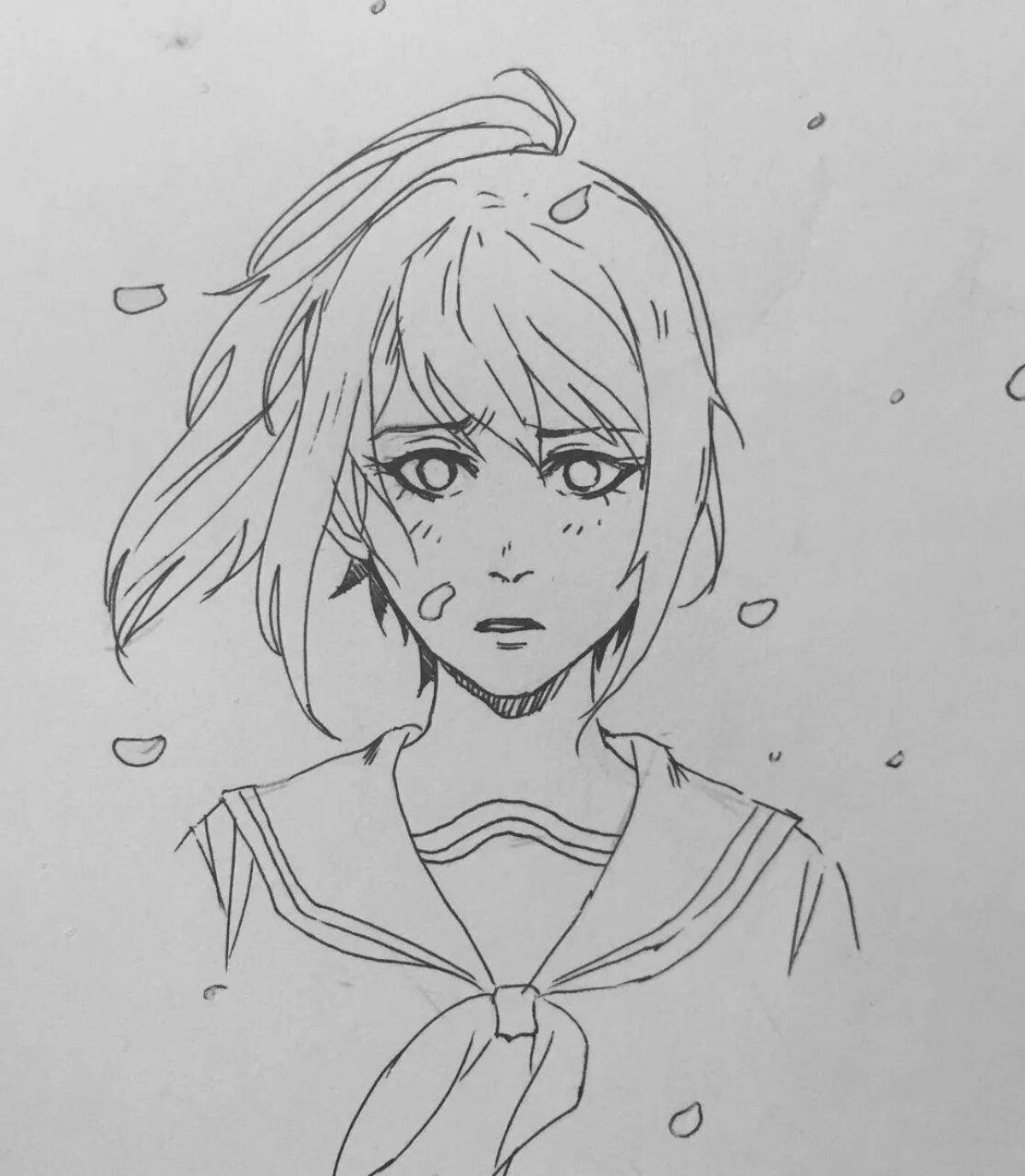 Lovely yandere simulator coloring page
