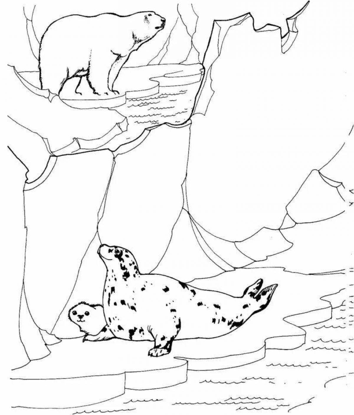 Adorable northern animals coloring page