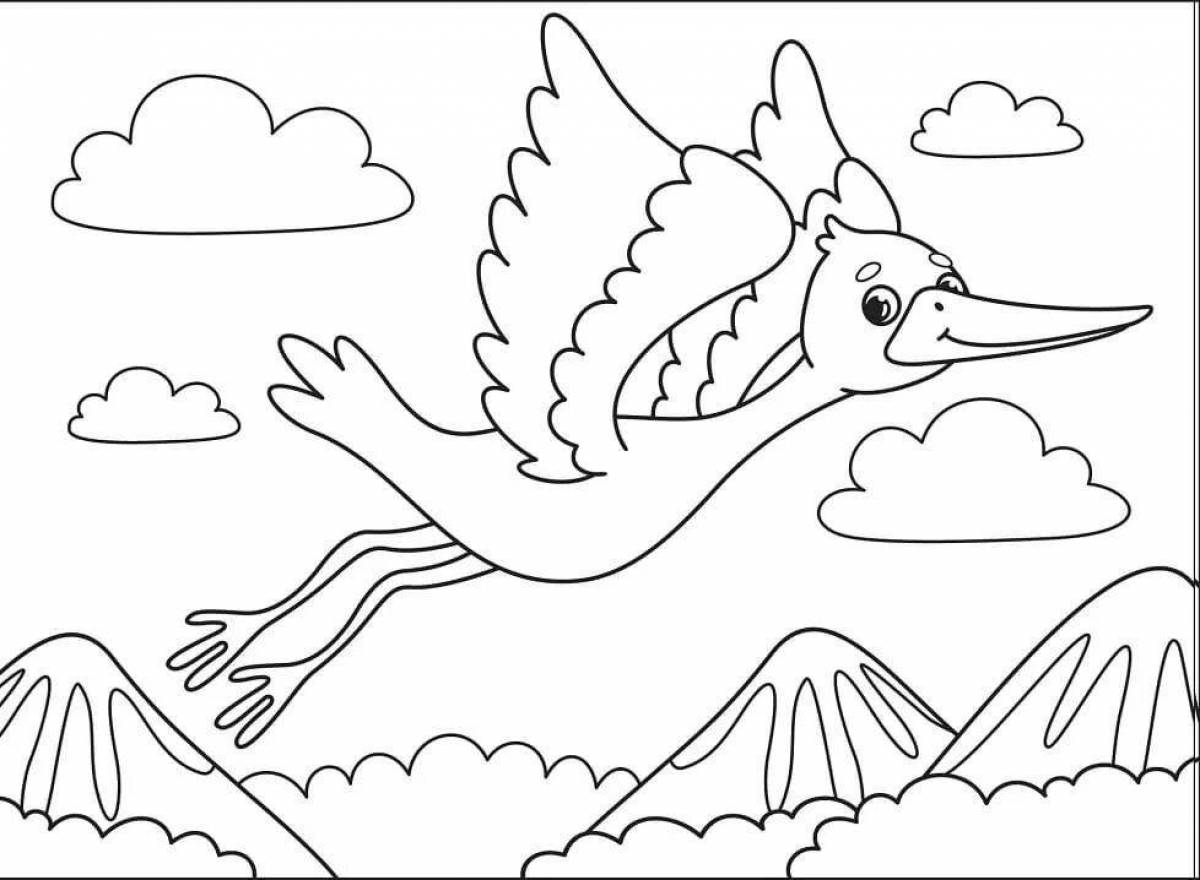 Adorable black stork coloring page