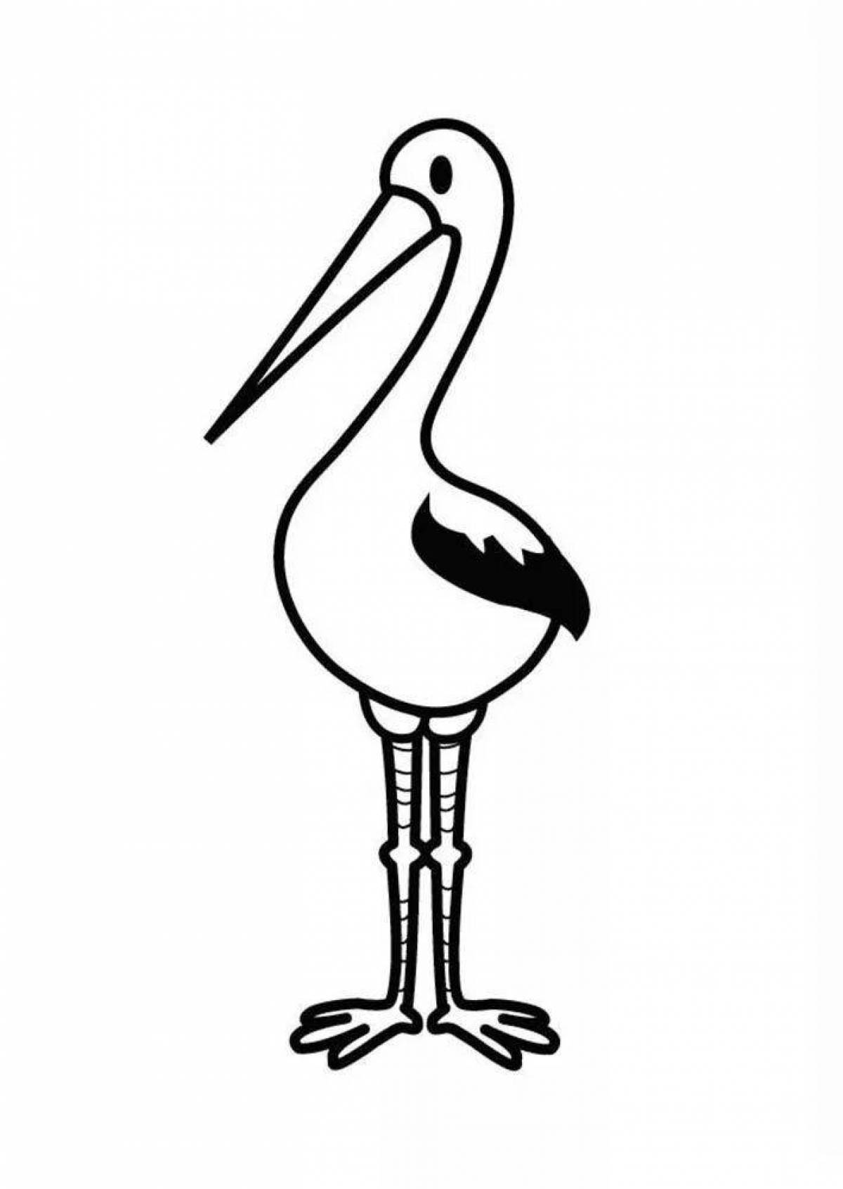 Coloring page graceful black stork