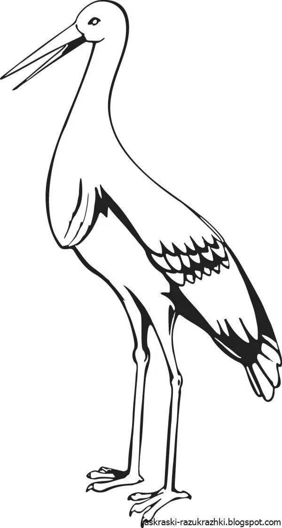 Bright black stork coloring page