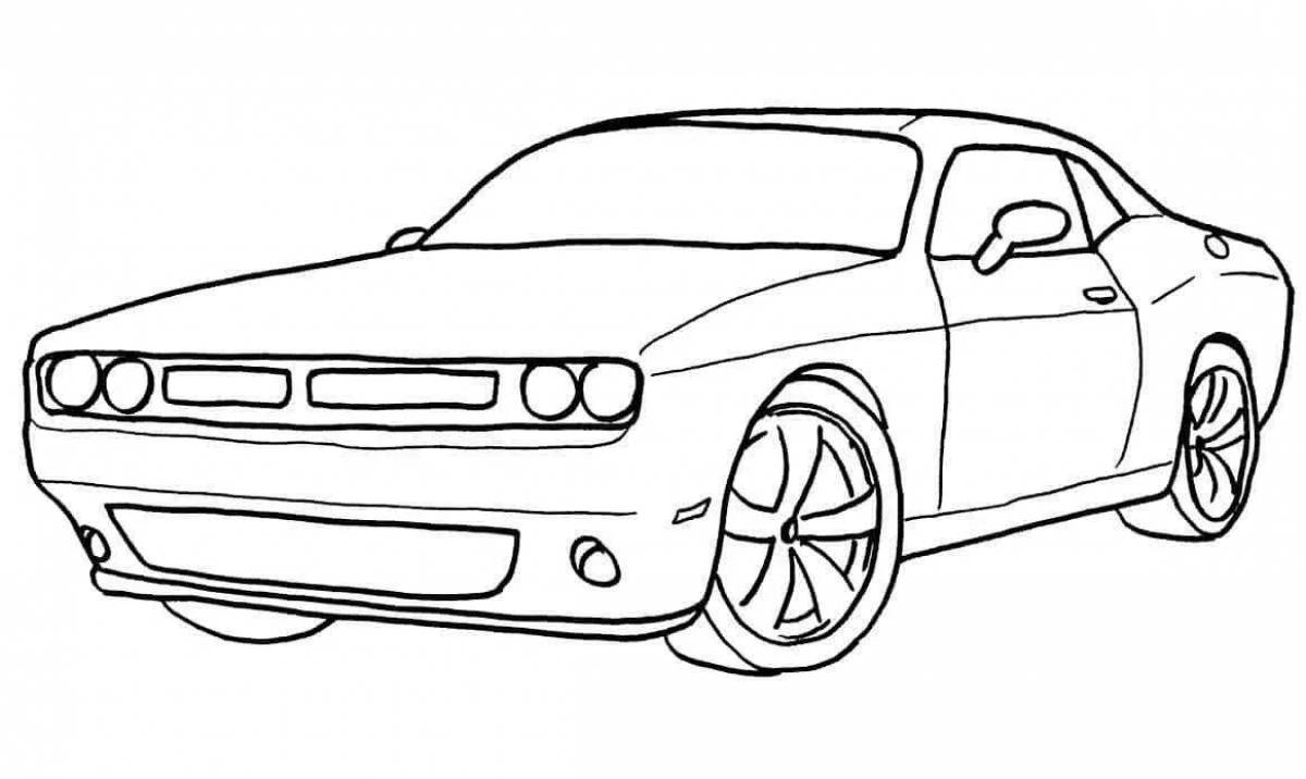 Colorful dodge charger coloring page