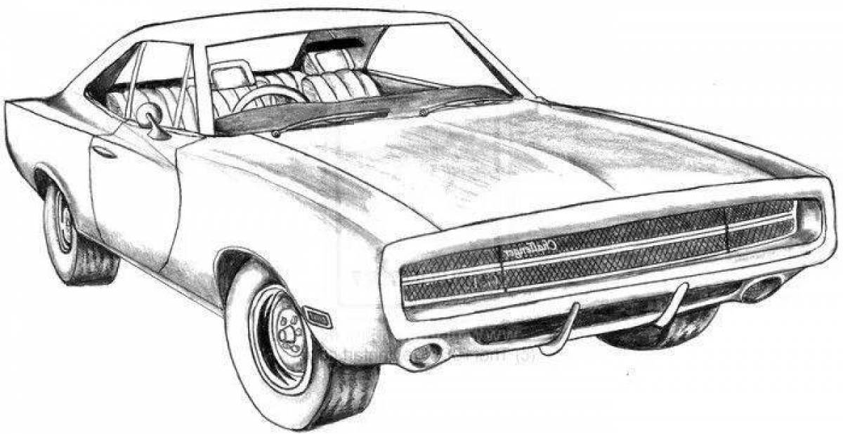 Bold dodge charger coloring page