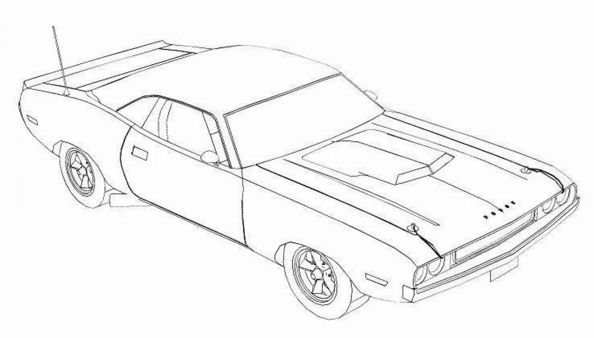 Playful dodge charger coloring page