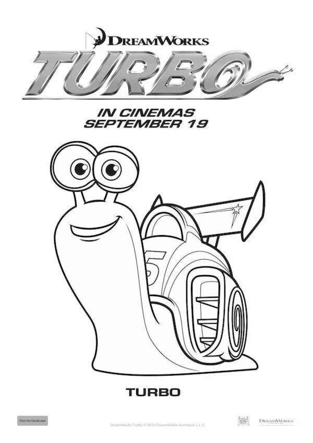 Яркая страница раскраски turbo snail