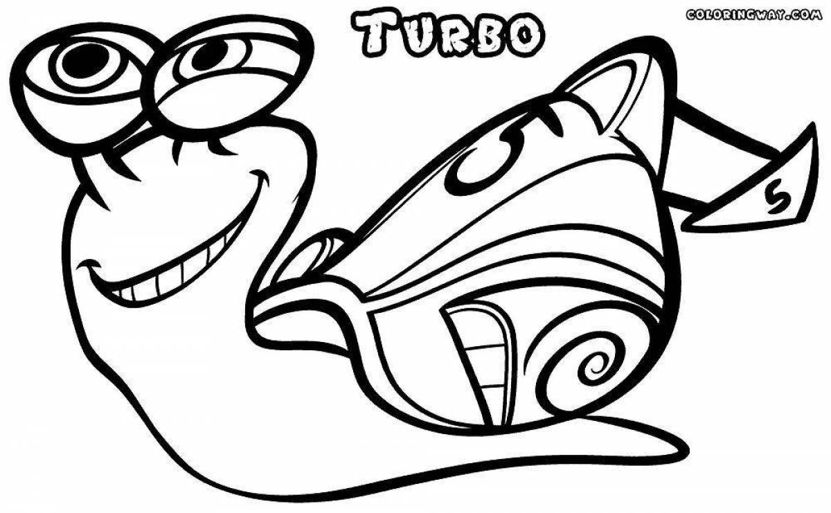 Анимированная страница раскраски turbo snail