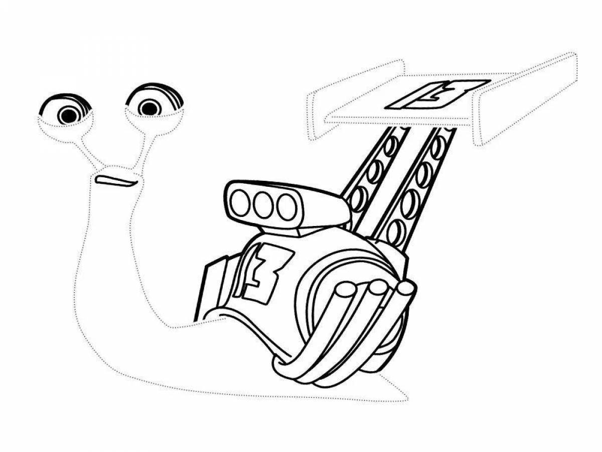 Comic turbo snail coloring page