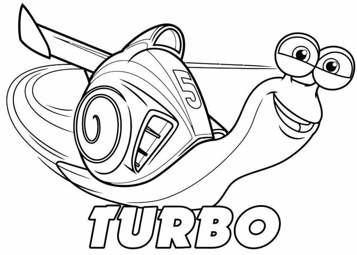 Outlandish turbo snail coloring page