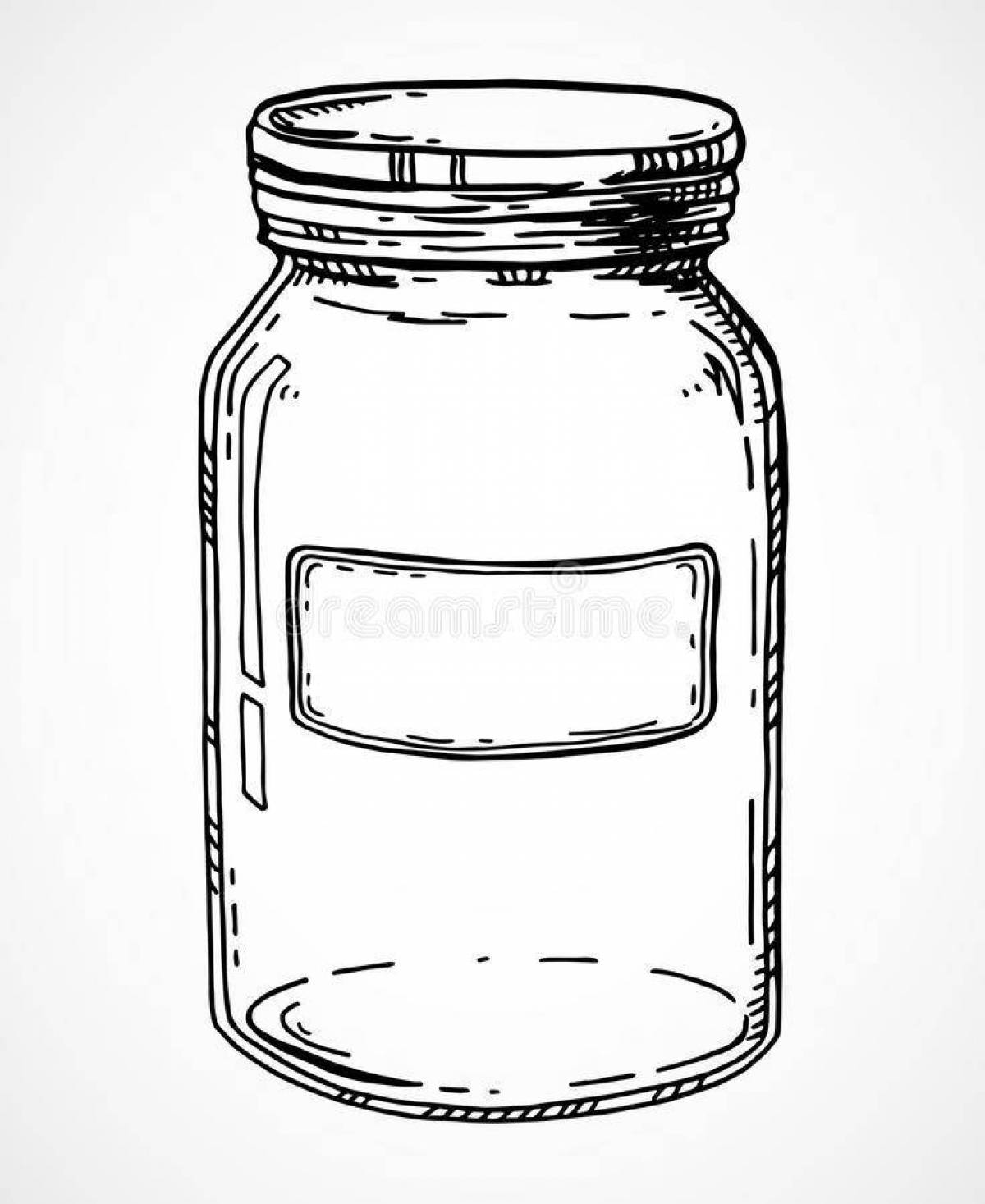 Empty jar with colorful motifs