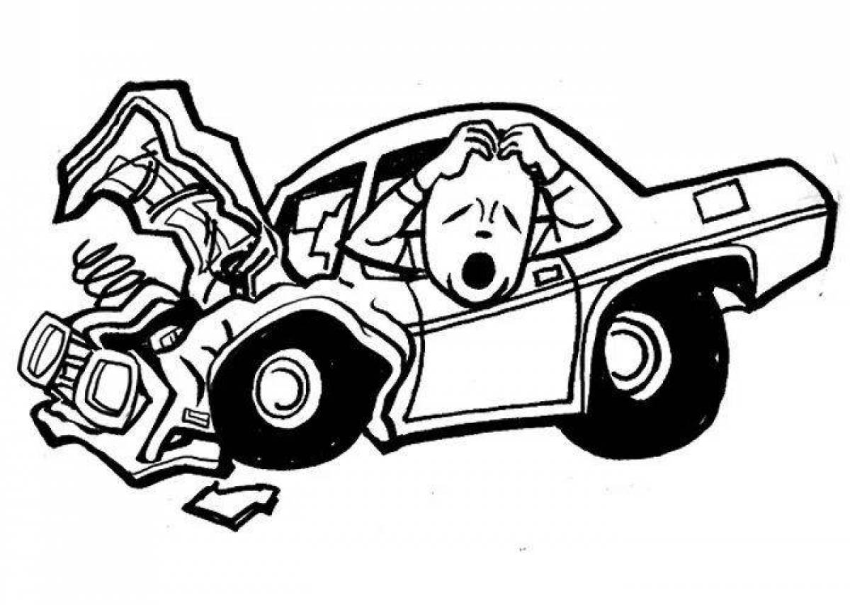 Great wrecked car coloring pages