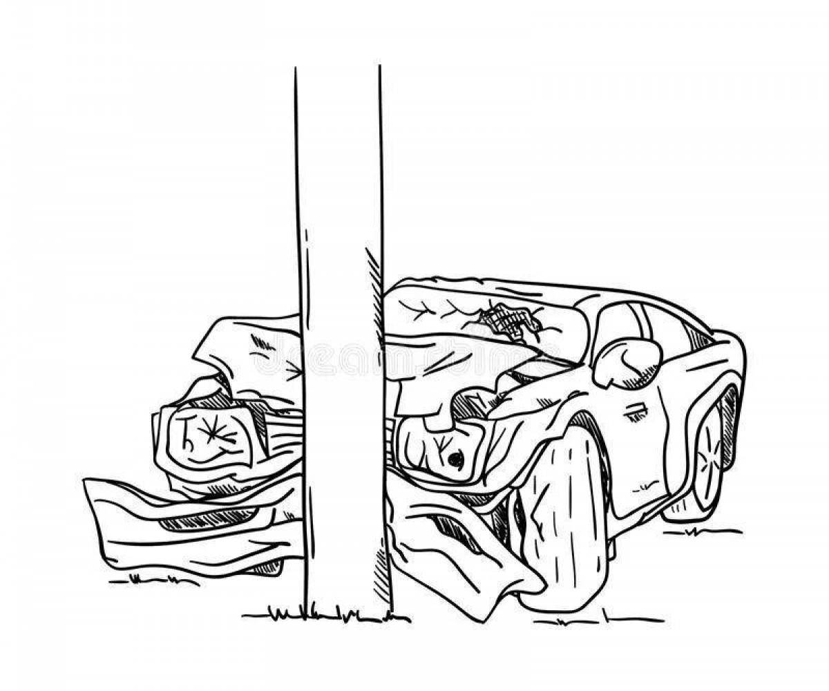 Great wrecked car coloring pages