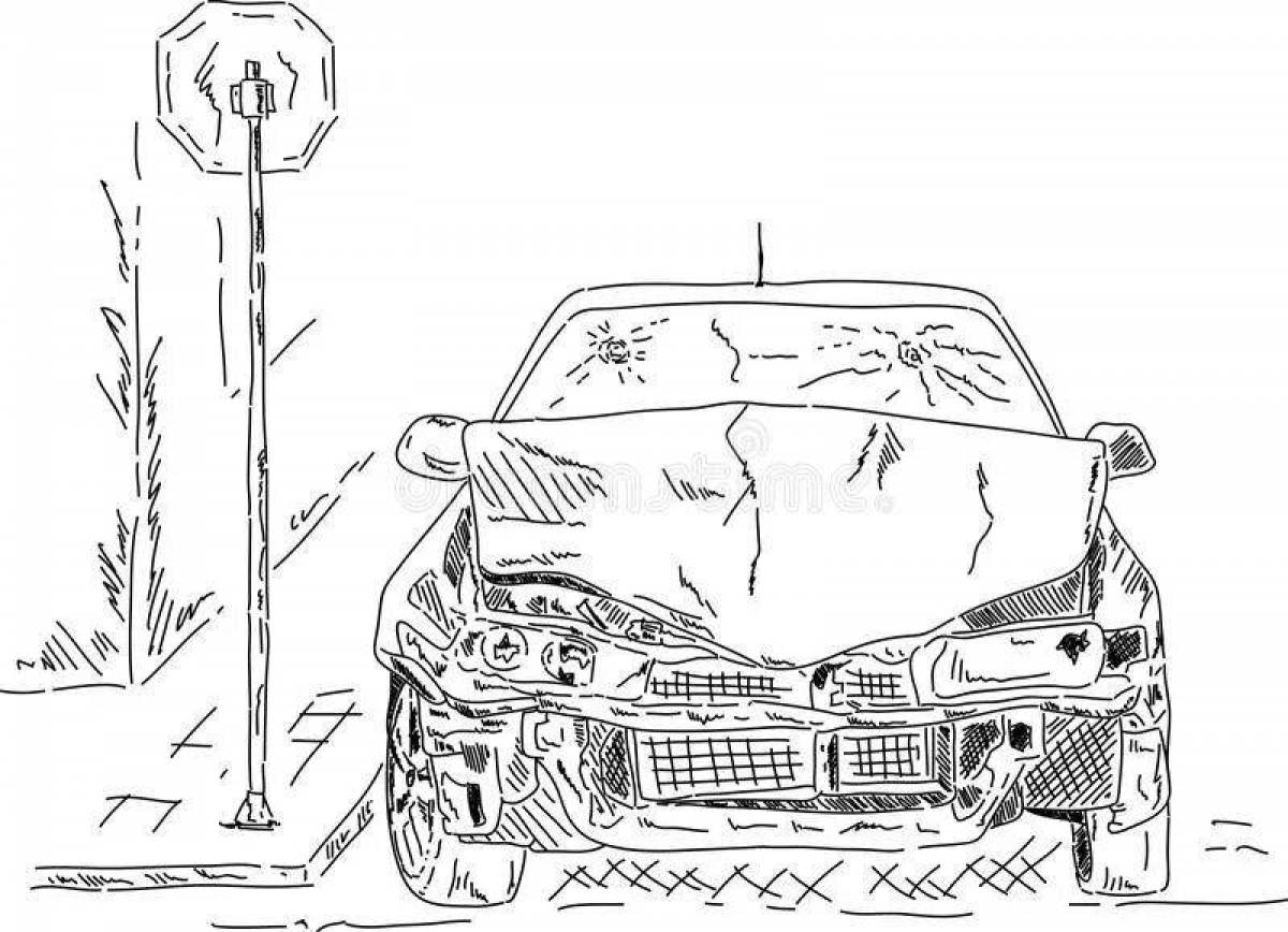 Exquisite wrecked car coloring