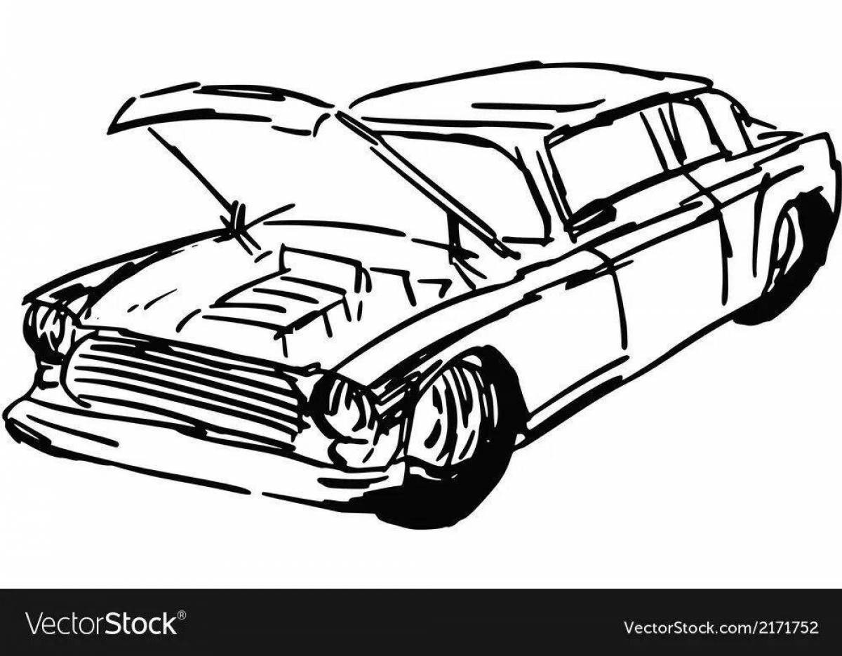 Delicately wrecked cars coloring book