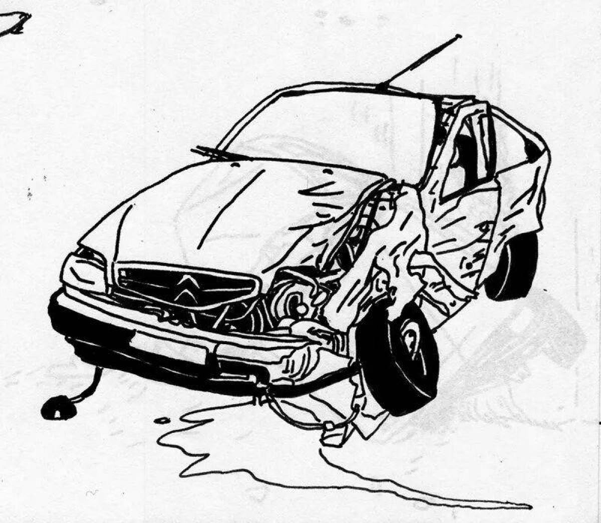 Coloring page luxuriously wrecked cars