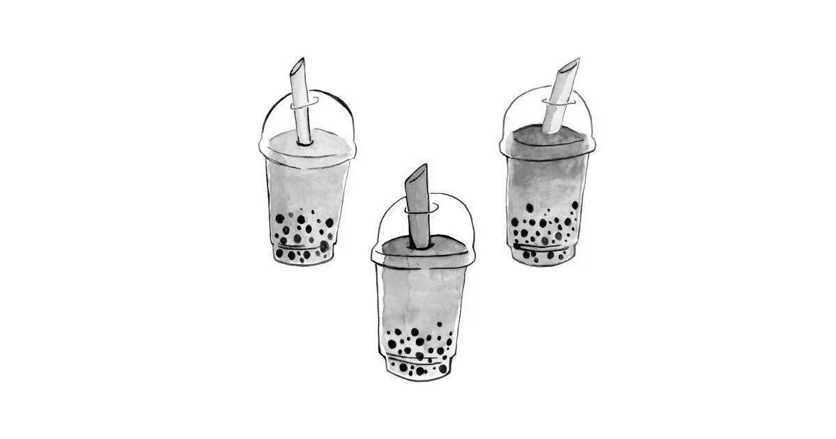 Intriguing bubble tea coloring page