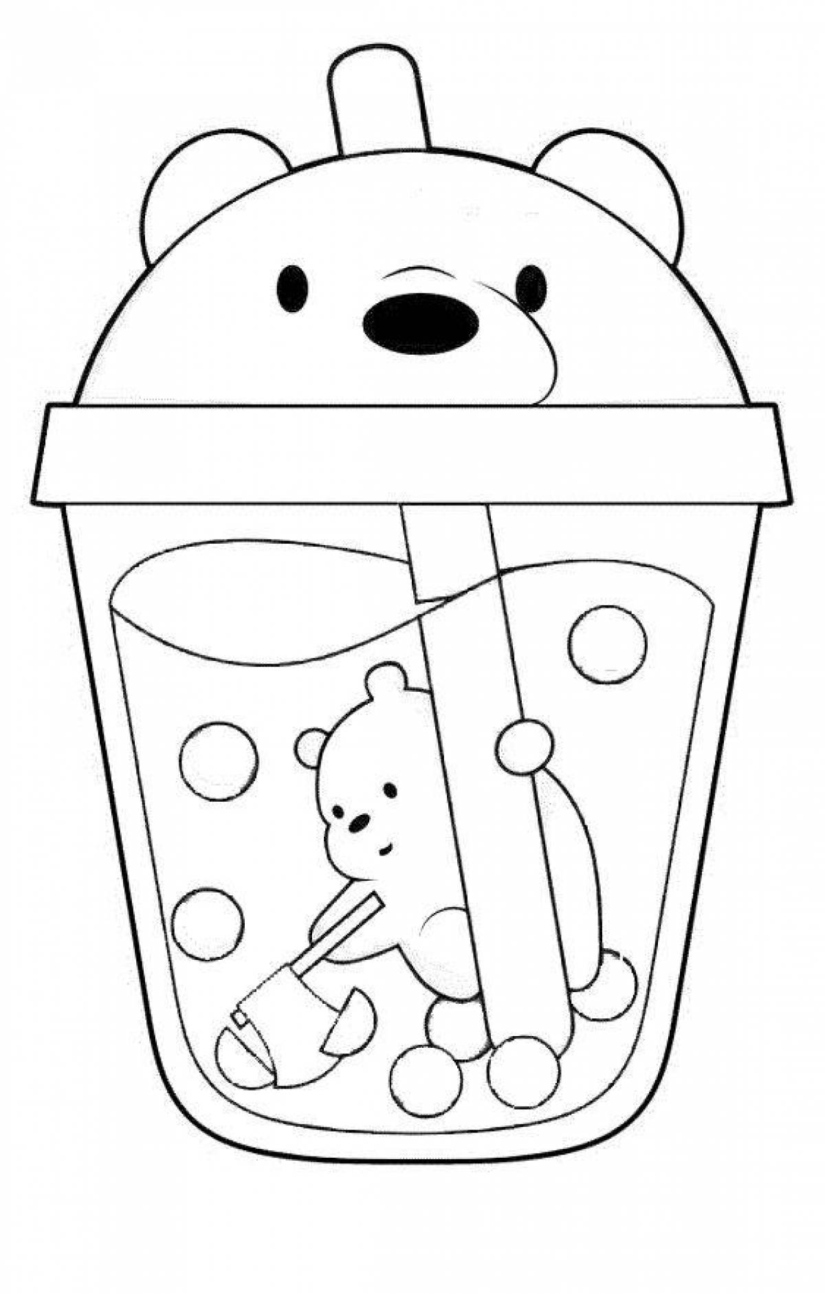 Cute bubble tea coloring page